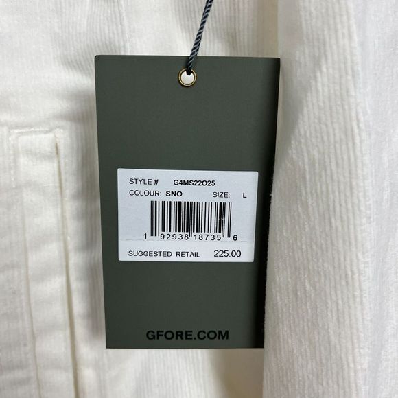 NEW G/Fore G4 Men's Large Retro‎ Trucker Style Corduroy Jacket Snow White $255 - Picture 3 of 6